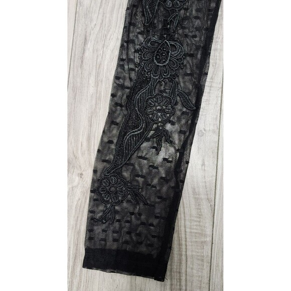 NEW Black Sheer Stockings With Embroidered Legs And Polka Dots Size S - Picture 4 of 10